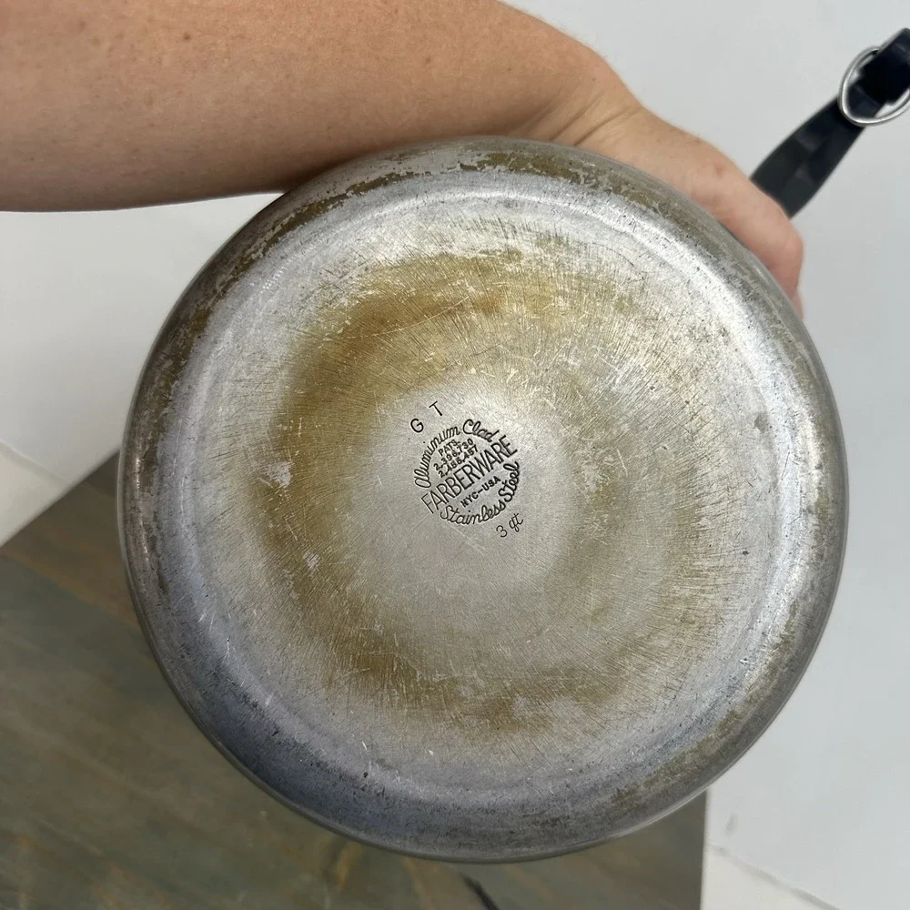 Vintage Farberware Aluminum Clad Stainless Steel 3 Qt Saucepan & Lid